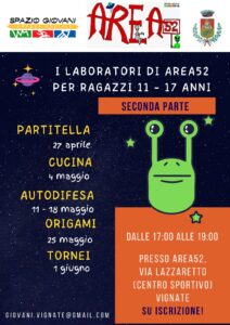 I laboratori di Area 52 dal 27 Aprile al 1 Giugno