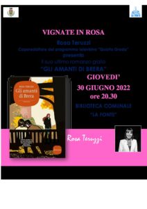 Giovedì 30 giugno p.v. ore 20,30 in Biblioteca la scrittrice Rosa Teruzzi