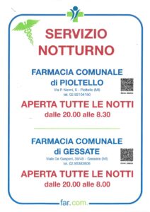 Servizio farmaceutico notturno continuativo -Farmacie Comunali di Pioltello e Gessate