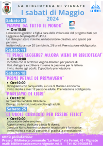 Eventi in Biblioteca mese di Maggio 2024
