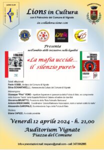 Venerdì 12 aprile 2024 ore 21,00 “La mafia uccide…il silenzio pure!”